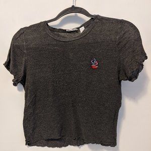 Gray with Peace Patch Cropped Top | Full Tilt